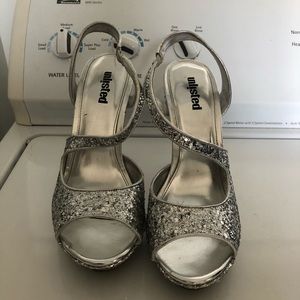 Silver sparkle high heels